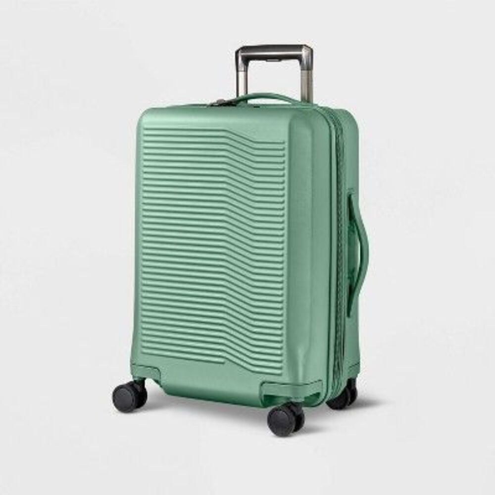 Open Story - 21.5" Hardside Carry On Suitcase 4-Wheel Spinner H Matte Green
